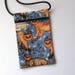 Pouch Zip Bag CAT Fabric. Great for Walkers, markets, travel. Cell Phone Pouch. Small fabric purse. Cats on blue bag. 6.75x4.25"