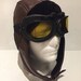 Genuine Cracked Leather Flying Trapper Style Hat, With Flying Goggles. Aviator / Pilot Style