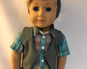 Gray vest 18 inch doll clothes 18 inch boy doll clothes