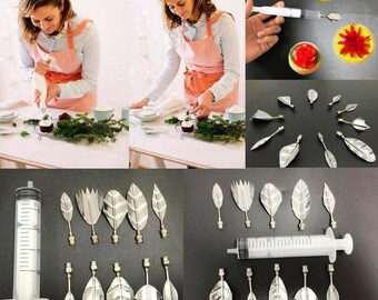 3D Jelly Art Tools and 1 Pieces Syringes Jelly Cake Jello Art Gelatin Tools Puding Nozzle Leaves