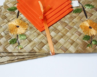 4 Vintage Palm Fiber Placemats – Vintage Placemats - Handmade Placemats