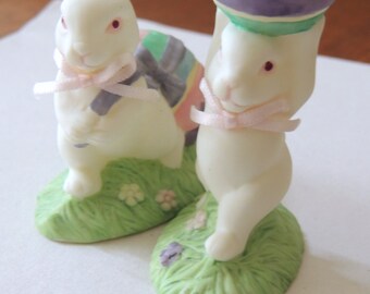 Two Porcelain Easter Bunny Figurines
