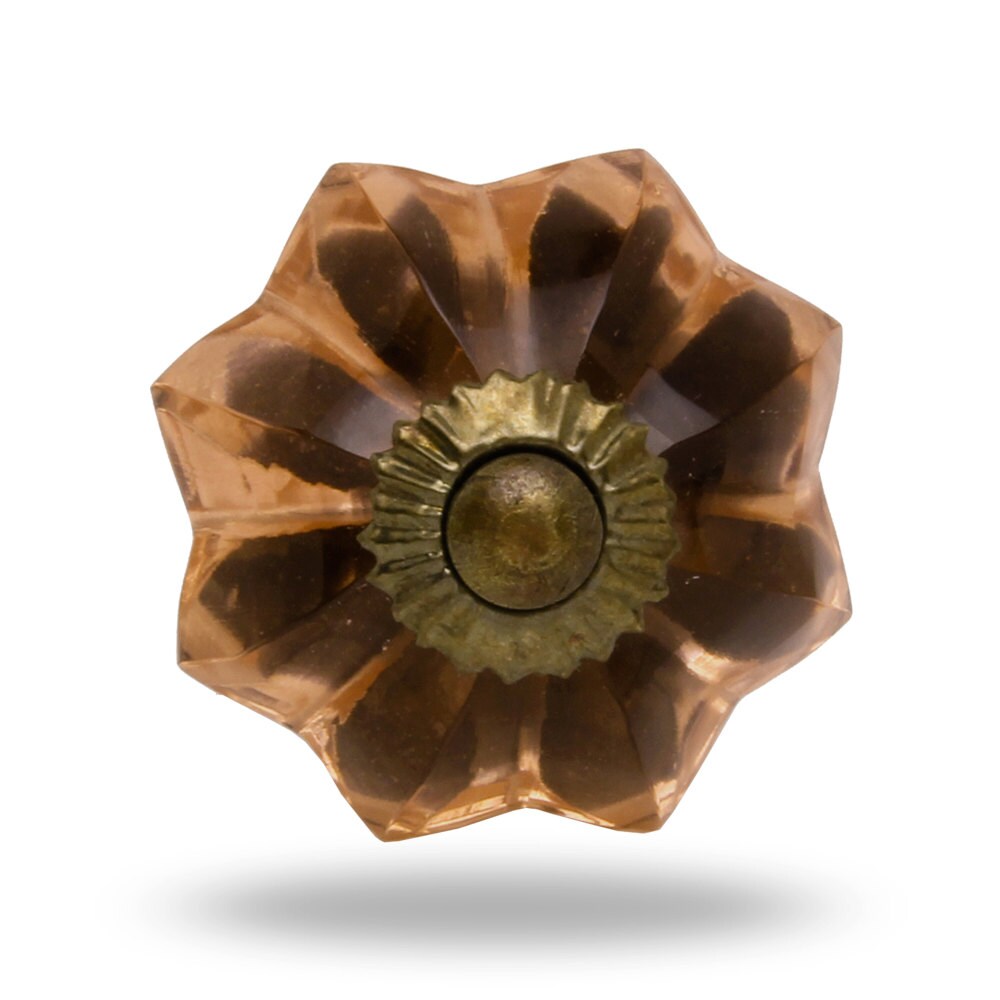 Decorative Glass Furniture Knob in Light Pink with Antique