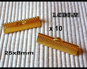 * ¤ Set of 10 gold metal claw greenhouse-Ribbon/tips - 25x8mm ¤ * #A6