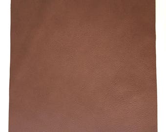 Brown Pebbled Leather / Medium Brown Leather / Brown Leather Piece / Brown Leather Fabric / Genuine Leather / Brown Craft Leather
