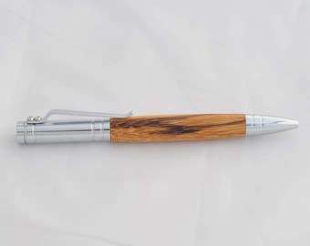 Handmade marblewood pen - Valentines gift for him - handturned ballpoint pen - office gift for him - polished chrome - Father's Day gift
