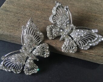 Butterfly shoe clips, pair shoe clips, rhinestones shoe clips, rhinestones shoe clips, shoe decoration, dancing shoe clips, bridal jewelry