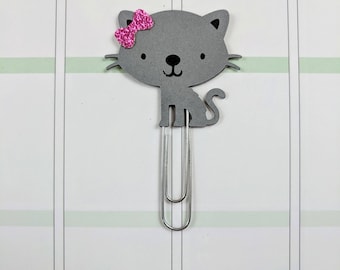 Gray Kitty Planner Clip