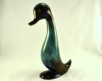Blue Mountain Pottery Duck - Turquoise Green Drip Glaze on Red Clay - Crying Duck - Canada Pottery