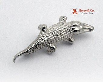 SaLe! sALe! Sterling Silver Alligator Crocodile Brooch