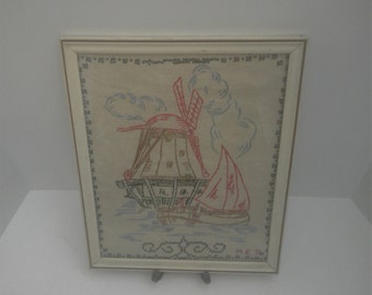 Vintage Antique Sampler Embroidered and Cross Stitch