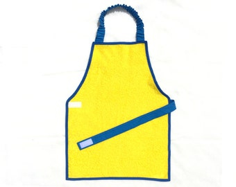 3-6 T yellow terry cloth Montessori apron boy/girl - The perfect gift! - The best plastified Montessori apron