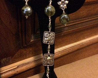 Green Garnet Bracelet and Earring Set