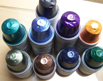 set of 10 coffee capsules NESPRESSO, aluminum, color