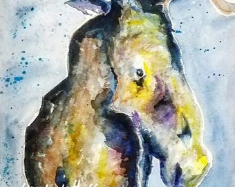 Watercolor Moose archival quality 8x10 print