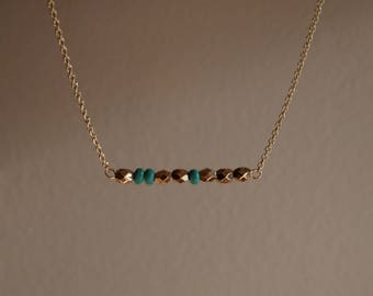 Gold and Turquoise Bar Necklace