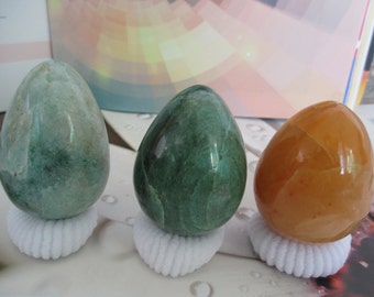 Jade Yoni Eggs (Indian Jade - Dark Green / Light Green / Lemon Aventurine Quartz Yoni Egg) Reiki Infused | For Kegal Exercise | Yoni Stone