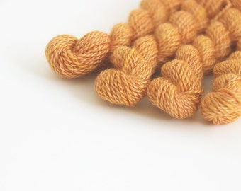 Hand dyed embroidery yarn | pumpkin orange | embroidery wool | wool | silk | laceweight knitting | cross stitch | tapestry | weaving | 20m