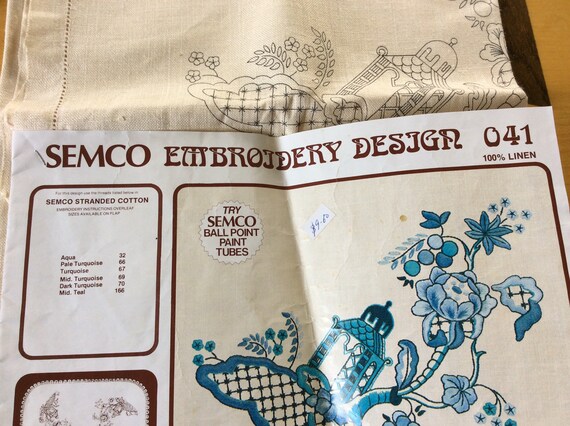 vintage 34 square pure linen tea table cloth for embroidery