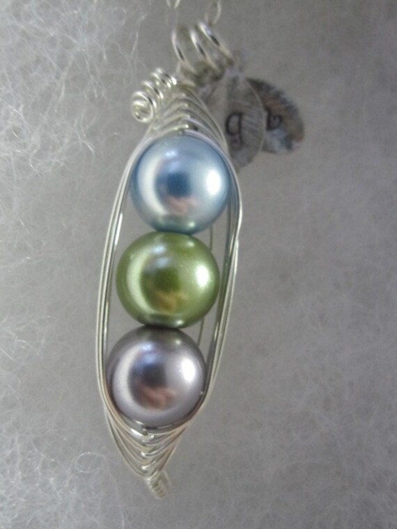 Three Sweet Peas in a Pod Pea Pod Necklace 2 3 or 4 peas