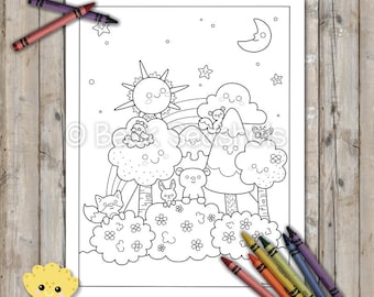 Cute Woodland Printable Coloring Page