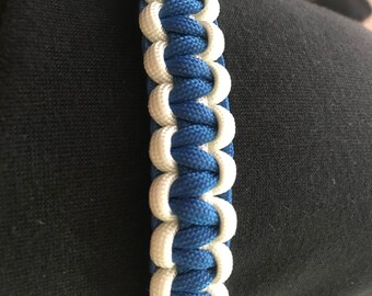 Blue and White Paracord Survival Bracelet