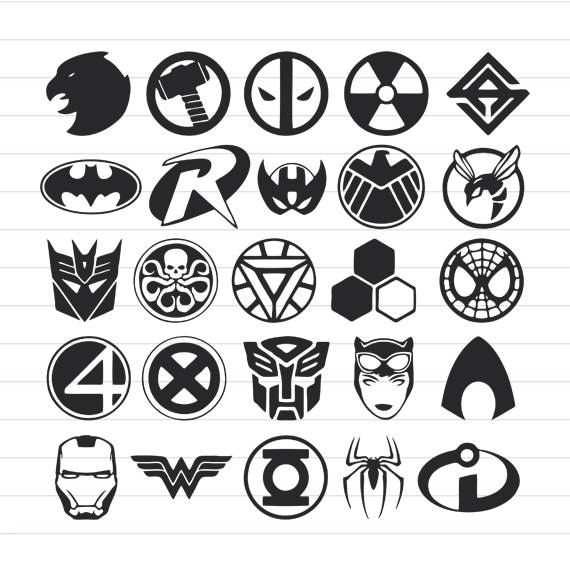 INSTANT DOWNLOAD Superheroes Logo Svg Superhero Cut Files
