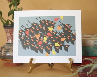 Charley Harper Art Red Wing Blackbird Print,Vintage Prints,MCM Art,Harper Art Print,Bird Ephemera Prints,Charles Harper Art,Charlie Harper