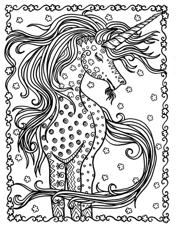 Unicorn Instant Download Fantasy Coloring Pages Adult Coloring