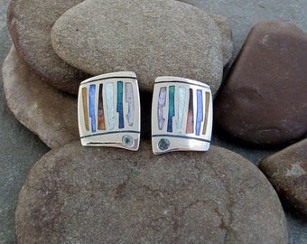 Champleve Enamel Clip-on Earrings