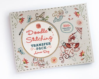 Hand Embroidery Patterns Book, Doodle Stitching Transfer Pack, Iron On Embroidery Designs by Aimee Ray, Embroidery Art, Beginner Embroidery