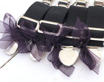 THIGH HIGH sock GARTERS - crocodile clips - onto shorts or knickers - pretty little bows - black garters - Gothic - sock suspenders