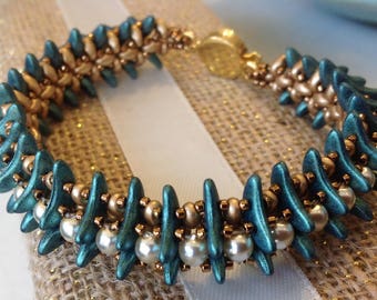 Sierra Crescent and Pearl Beaded Bracelet PDF Digital Download Tutorial
