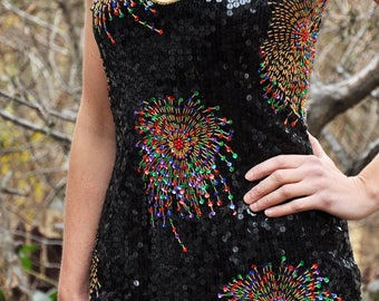 Vintage 90s Sequin Dress NYE Holiday Glam