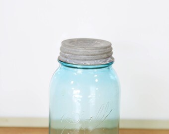 Vintage Blue Ball Jar with Cap