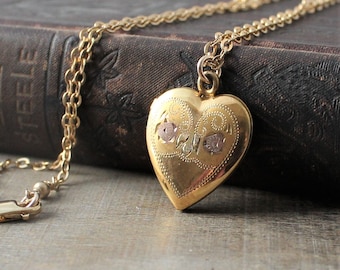 Gold Heart Locket Necklace, Rose Gold Locket, Gold Photo Locket Pendant, Wedding Locket Bridal Locket, Gold Photo Locket, Push Present