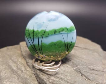 Lampwork Glass Focal Bead - handmade A River Runs Through It