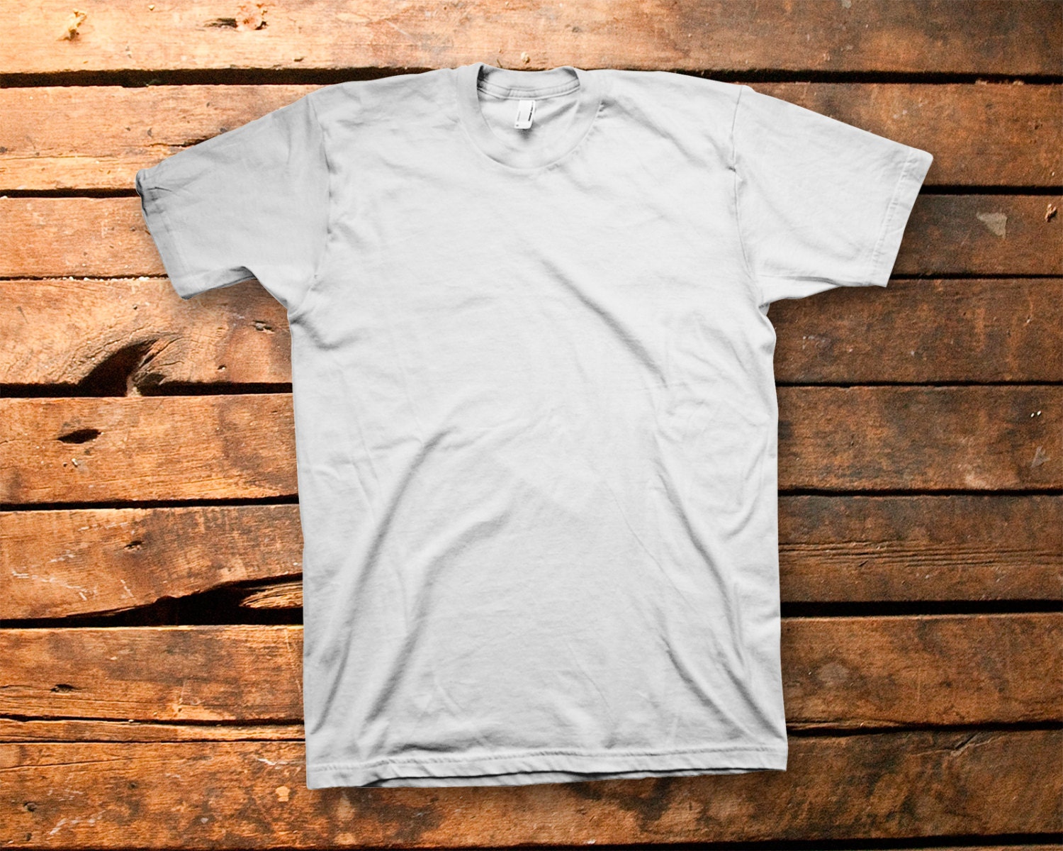 T-Shirt On Wood Background Mock Up Digital PSD File