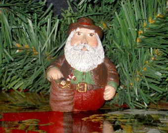 2 1/2" Mini Cowboy Santa, Hand Painted Santa, Resin Santa, Santa Claus, Christmas Santa Claus, Santa, Christmas Ornament, New York Treasures