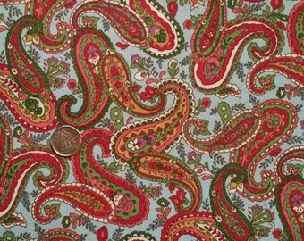 BL013 ~ Blue fabric Paisley fabric Pinks Greens Reds Quilting fabric 3 yards