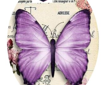 1 cabochon glass 25mm x 18mm Butterfly theme