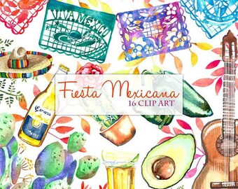Fiesta Cute Digital Clipart, Spanish Mexican Clipart, Mexican Graphics, Cinco de Mayo Graphics, Sombrero Clip art, Fiesta Clip Art, Maracas