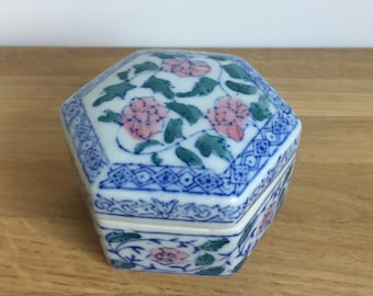 Hexagonal Floral Trinket Box
