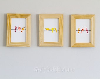 Sunny Disposition, Birds on a Wire Series No.4 - Original Watercolor by dabblelicious