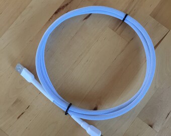 Lohup 'Shoji' Handmade USB A to Mini USB Mechanical Keyboard Cable (Pure White, 5ft)