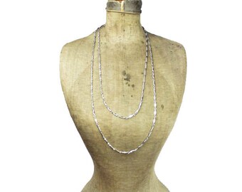 Long Silver Chain Necklace, Thin Silver Chain Necklace, Long Silver Necklace