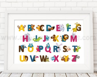 Alphabet Poster, Playroom Poster, Nursery Poster, Alphabet Nursery Art, Nursery Wall Art, Alphabet Art, Alphabet Wall Art, Poster 22-0034