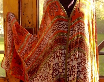 UPCYCLED Haight Ashbury Vintage Chiffon Bohemian KIMONO JACKET