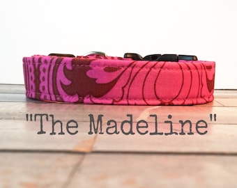Pretty DOG COLLAR, Made to Order, Dog Collar for Girls, Pink Dog Collar, Ruby, Beautiful Dog Collar - The Madeline