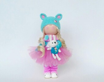 Tilda doll Interior doll Handmade doll Soft doll Textile doll Art doll Cloth doll Violet doll Fabric doll Rag doll Baby